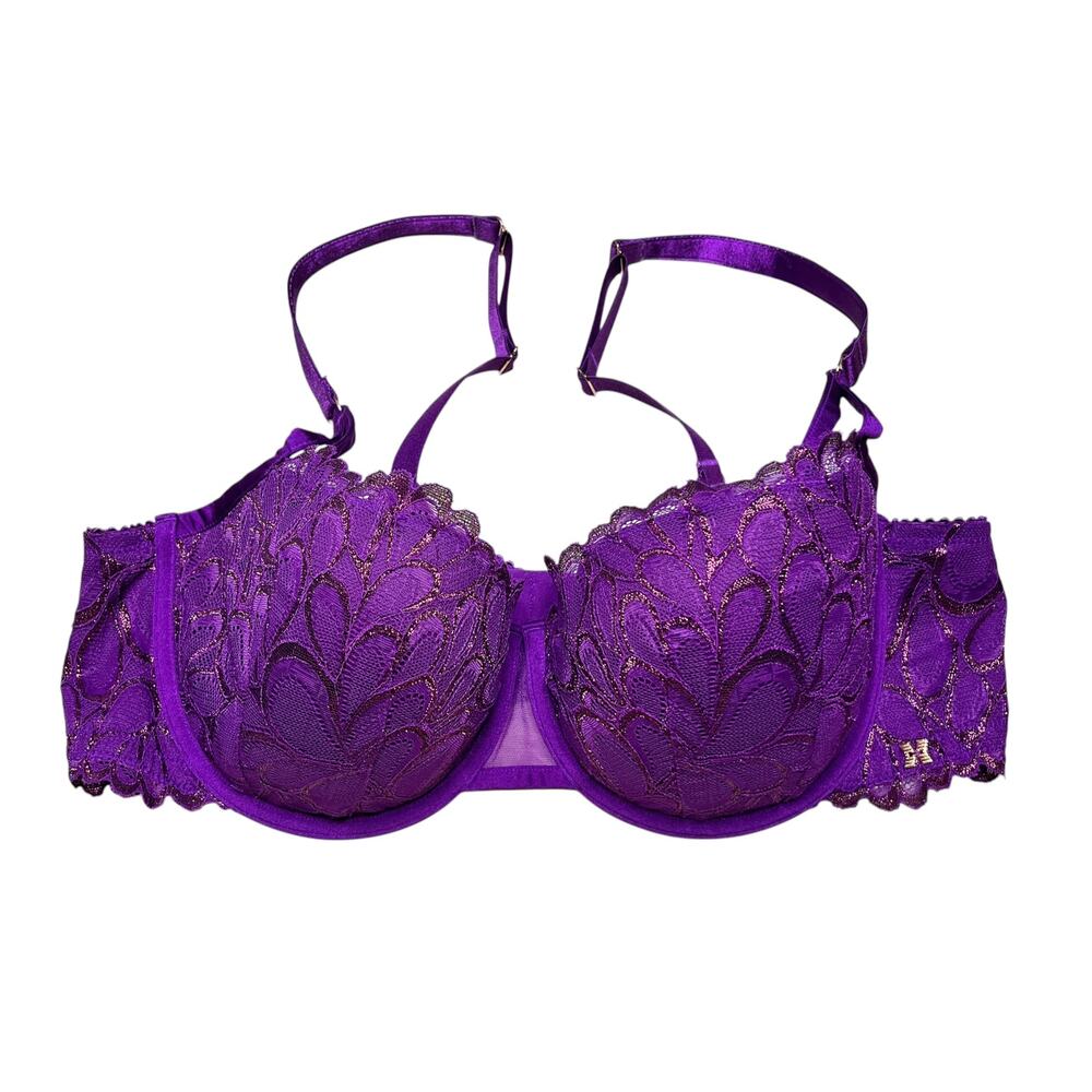 Savage X Fenty Savage Not Sorry Lightly Lined Lace Balconette Bra Purple Gem 40D